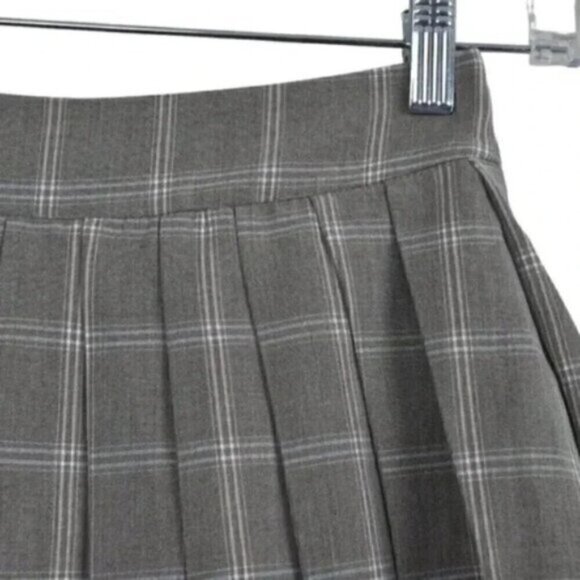 J.ING School Girl Plaid Checkered Pleated Skirt Gray Size XS - Picture 3 of 10